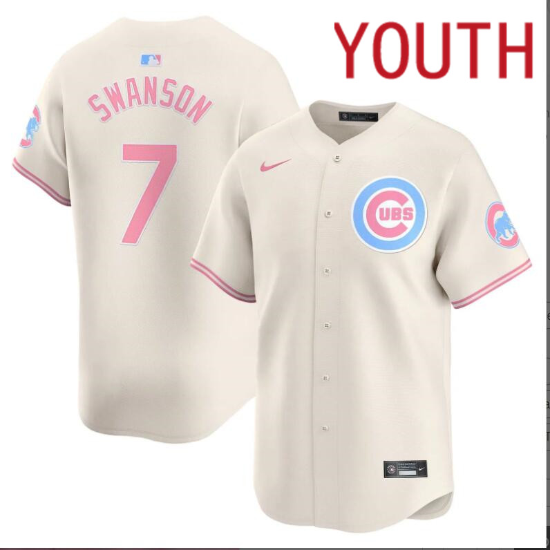 Youth  Chicago Cubs #7 Swanson cream 2024 Nike MLB jersey->customized nfl jersey->Custom Jersey